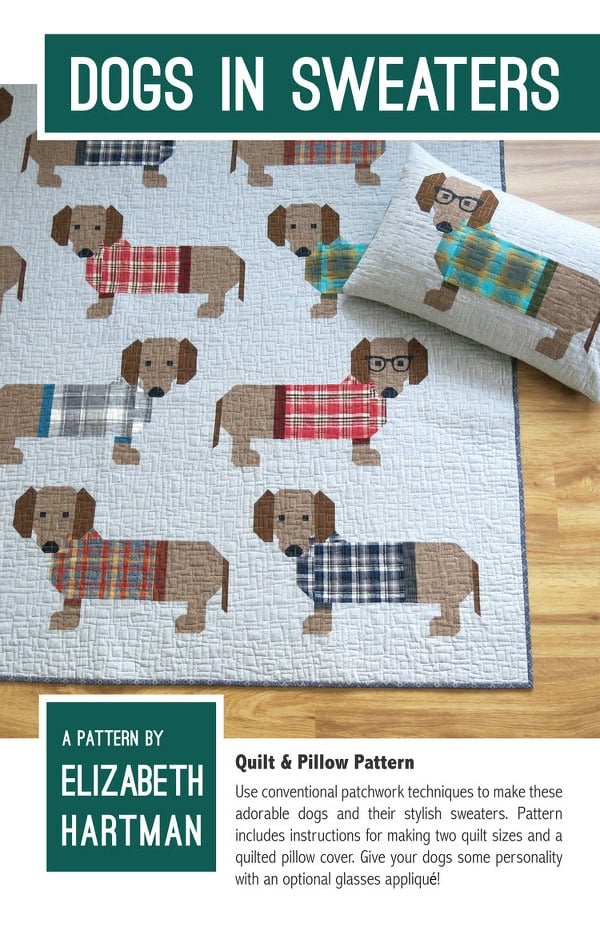 Elizabeth Hartman  Dogs In Sweaters  Quilt Pattern  The Garden Room at Ramstane Farm Kilmaurs