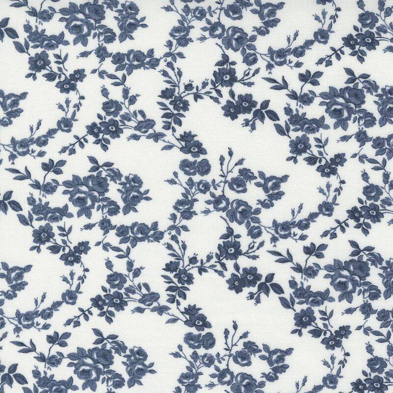 Nantucket Summer by Camille Roskelley For Moda – Navy Floral. The Garden Room at Ramstane Farm.