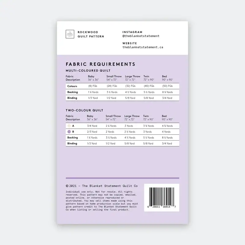 The Blanket Statement - Rockwood - Quilt Pattern